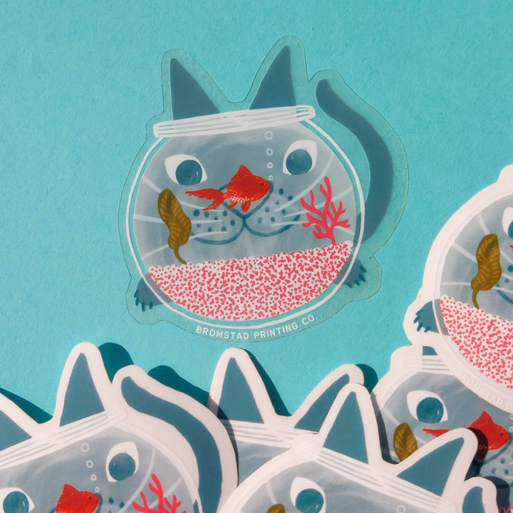 Bromstad Printing Co. Stickers Fishbowl Cat Clear Sticker