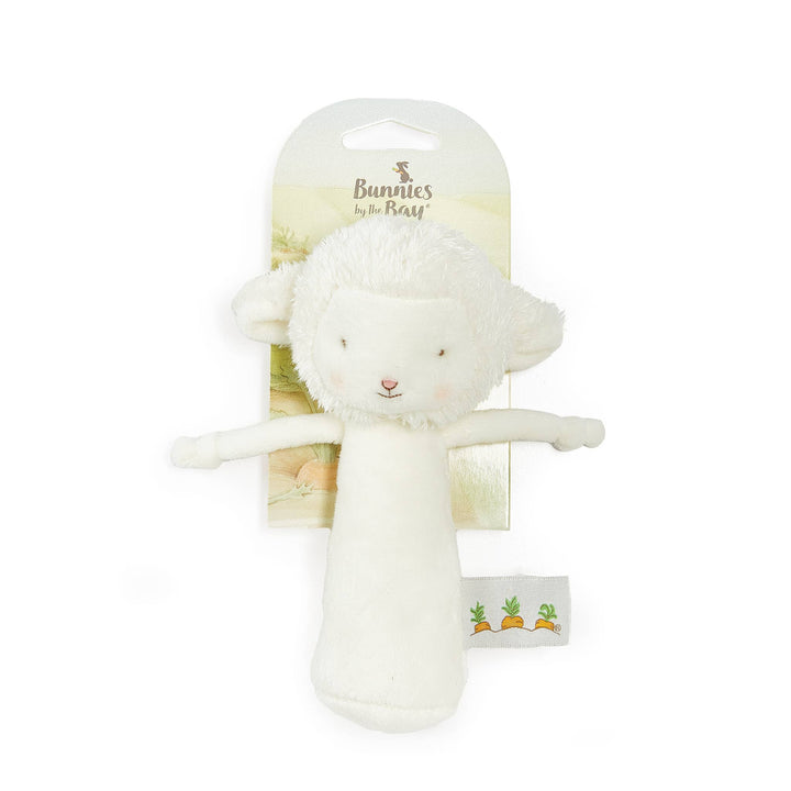 Bunnies By the Bay Baby Friendly Chime Rattle - White lamb