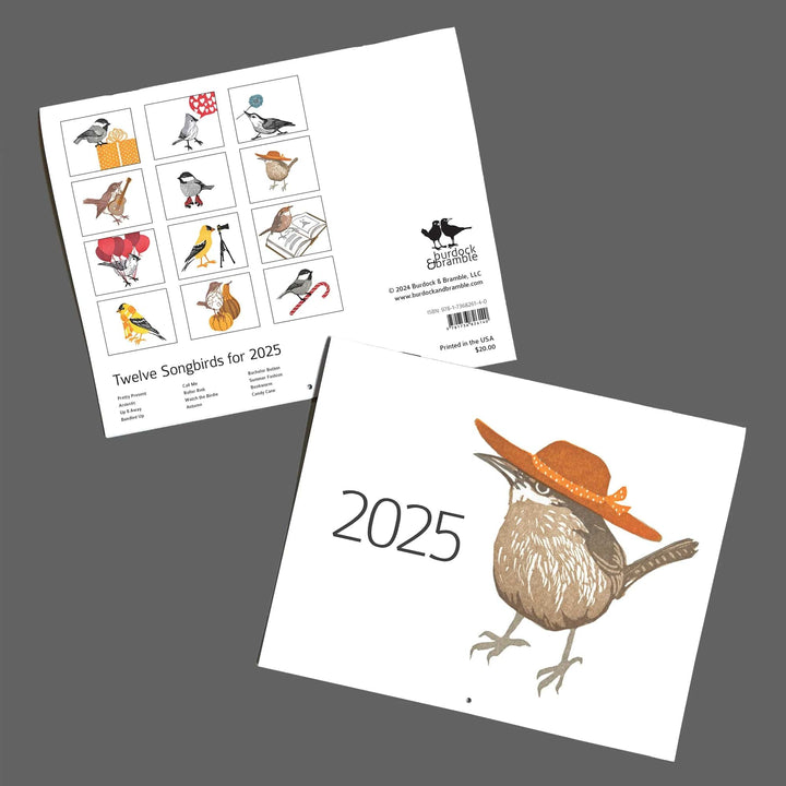 Burdock & Bramble Calendar Twelve Songbirds for 2025 Calendar