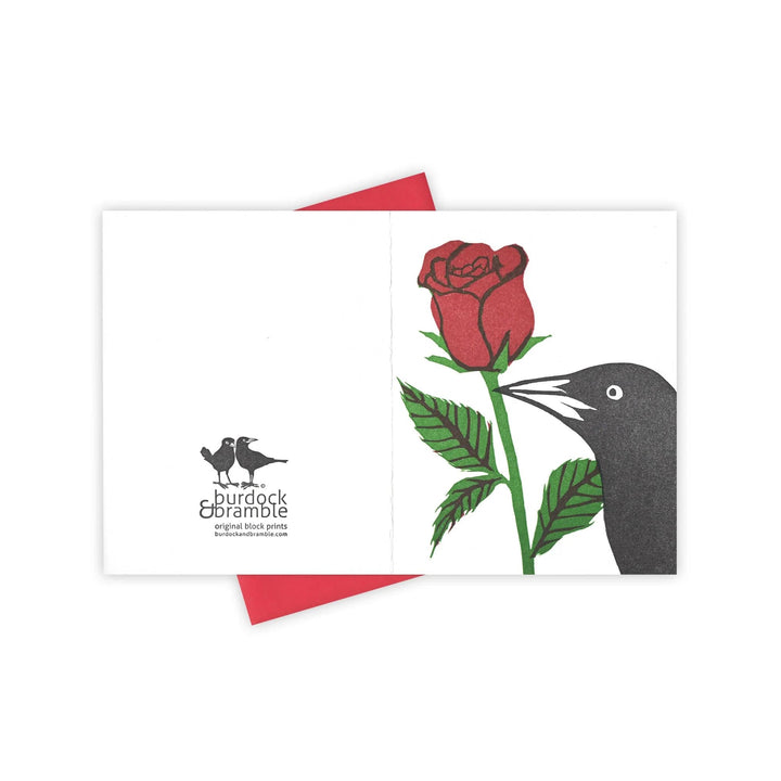 Burdock & Bramble Card Red Rose Grackle Card