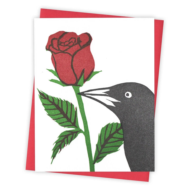 Burdock & Bramble Card Red Rose Grackle Card