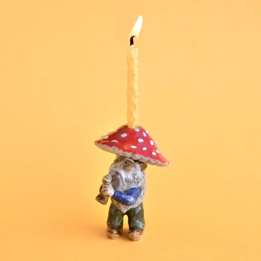 Camp Hollow Candle Holder Mushroom Gnome Cake Topper