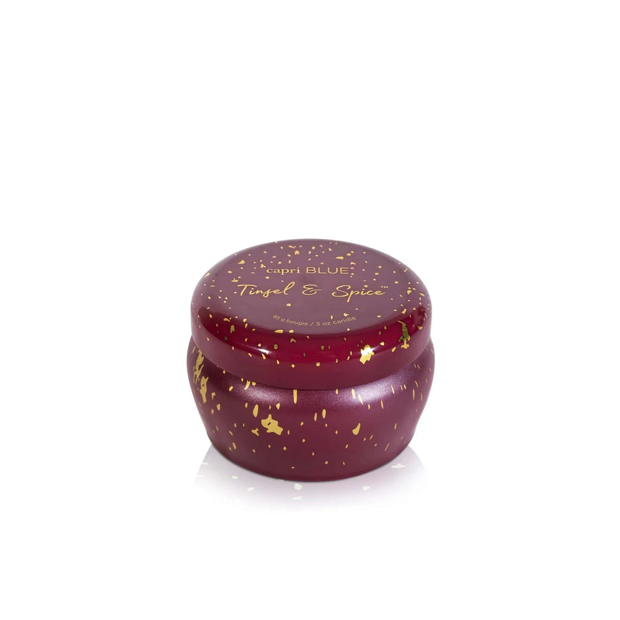 Capri Blue Holiday Tinsel & Spice Glimmer Mini Tin Candle