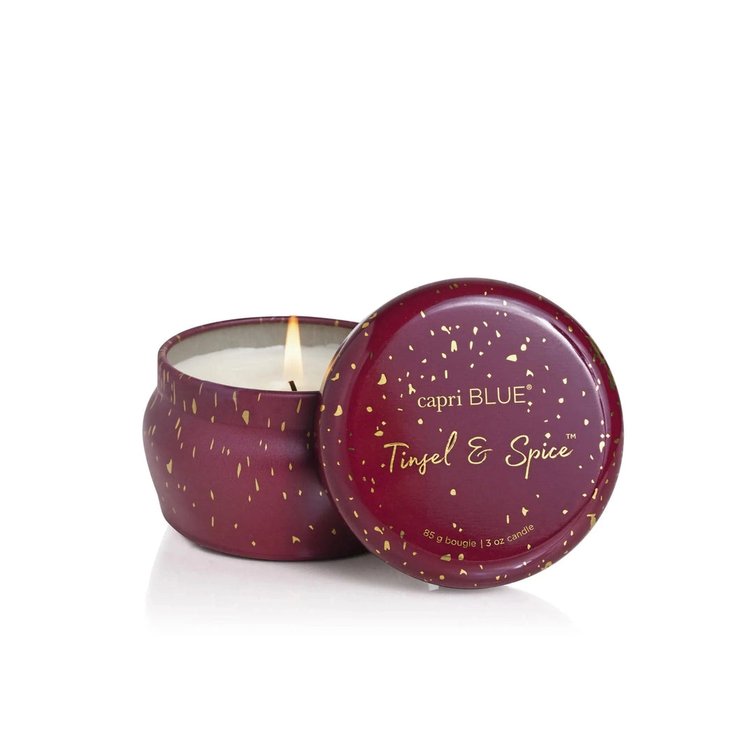 Capri Blue Holiday Tinsel & Spice Glimmer Mini Tin Candle