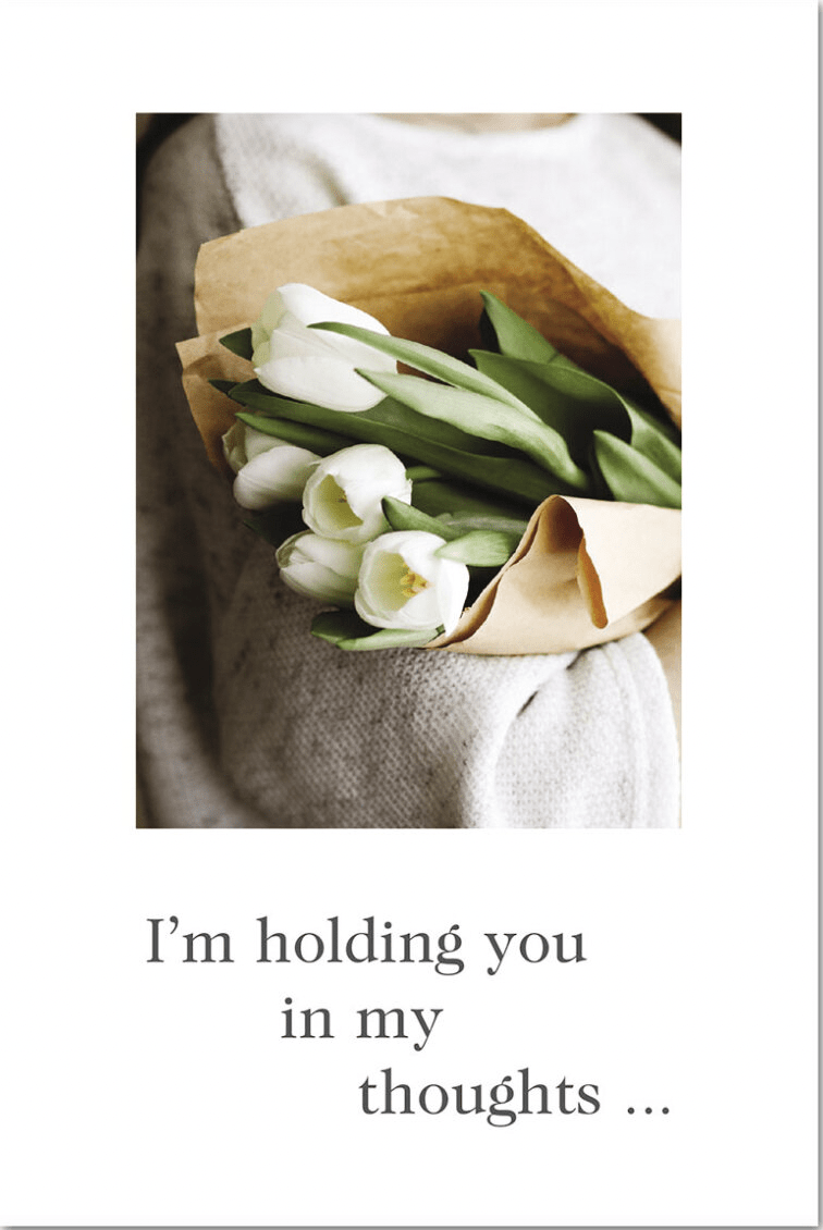 Cardthartic Card White Tulips in Woman's Arms Encouragement Card