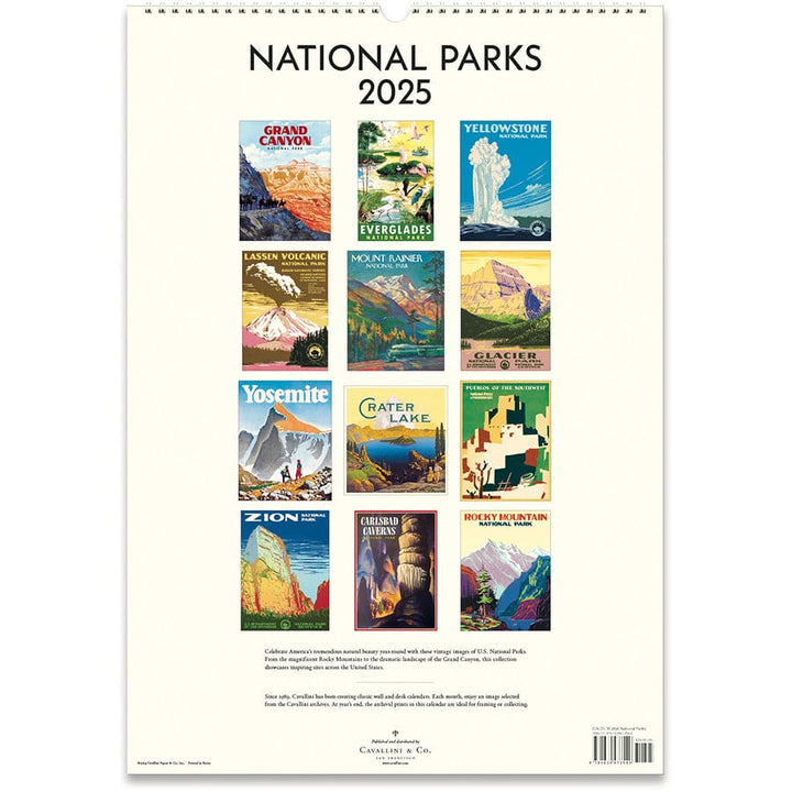 Cavallini & Co. Calendar 2025 National Parks Wall Calendar