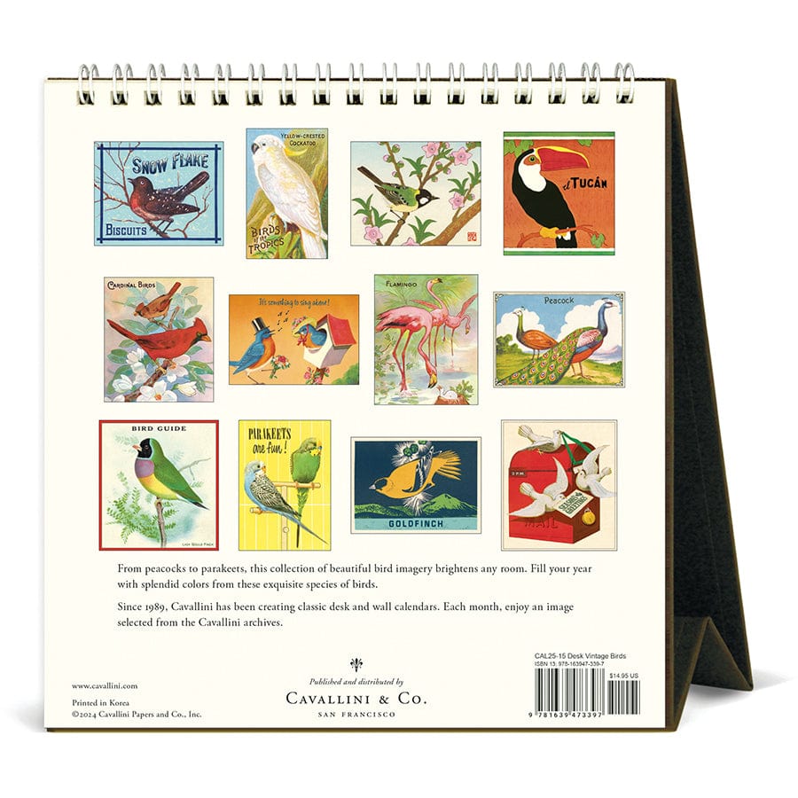 Cavallini & Co. Calendar 2025 Vintage Birds Desk Calendar