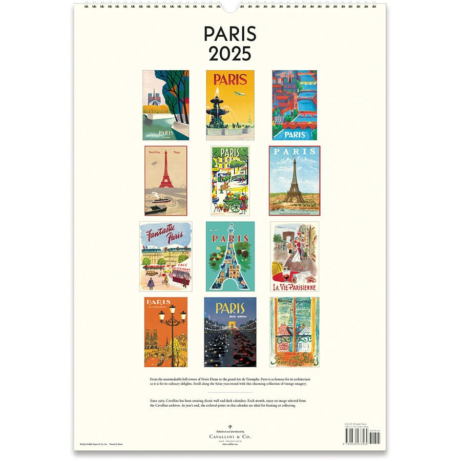 Cavallini & Co. Calendars 2025 Paris Wall Calendar