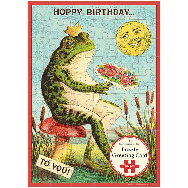 Cavallini & Co. Card Happy Birthday Frog Puzzle Greeting Card