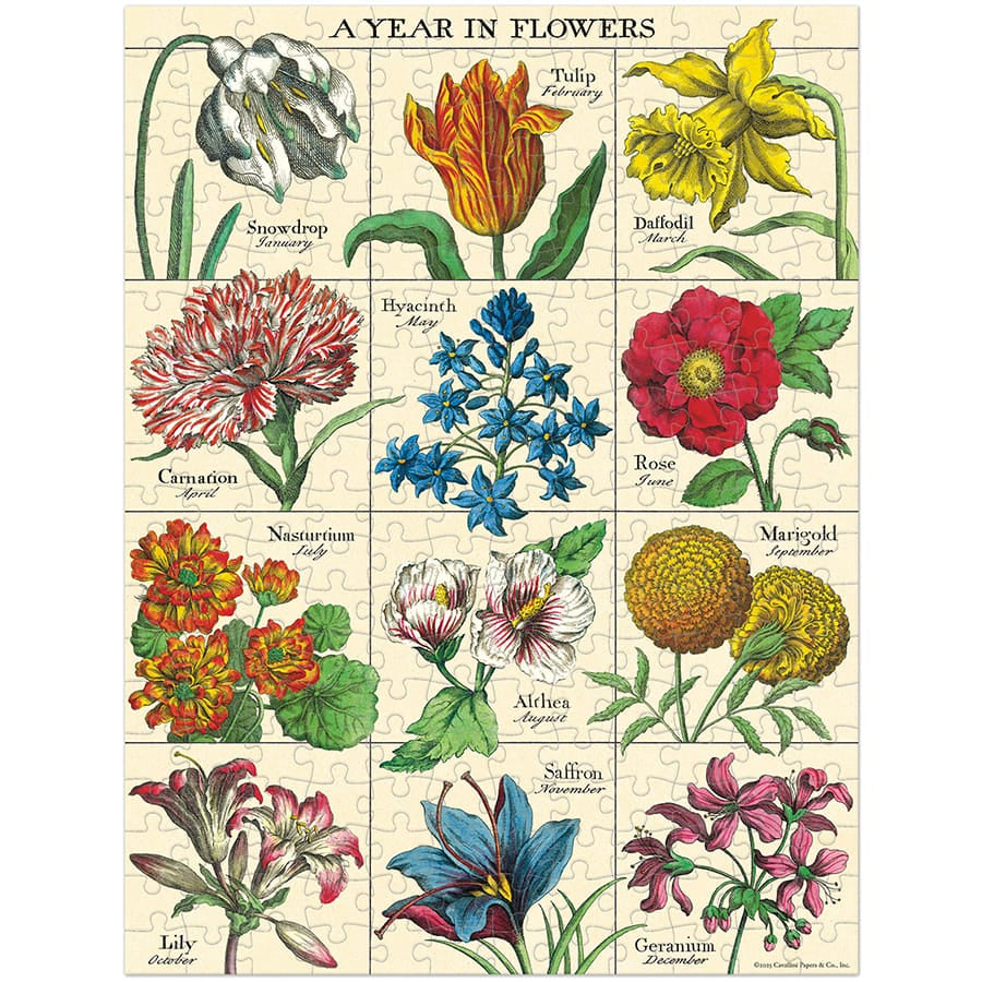 Cavallini & Co. Gifts Cavallini & Co A Year in Flowers 240 Pieces Mini Puzzle