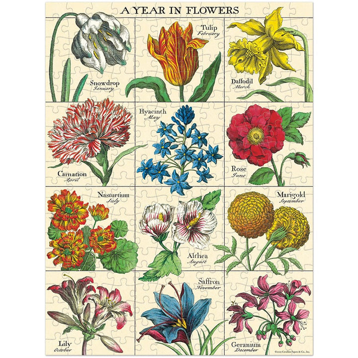 Cavallini &amp; Co. Gifts Cavallini &amp; Co A Year in Flowers 240 Pieces Mini Puzzle
