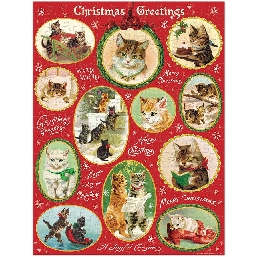 Cavallini & Co. Gifts Cavallini & Co. Christmas Cats 240 Pieces Mini Puzzle