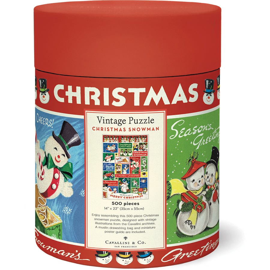 Cavallini & Co. Holiday Cavallini & Co. Christmas Snowman 500 Piece Puzzle