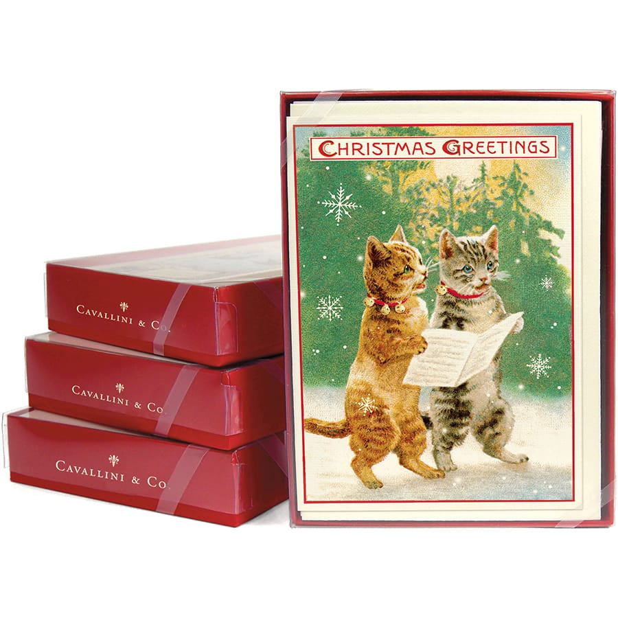 Cavallini & Co. Holiday Christmas Cats 4 Christmas Boxed Notes | Cavallini & Co.