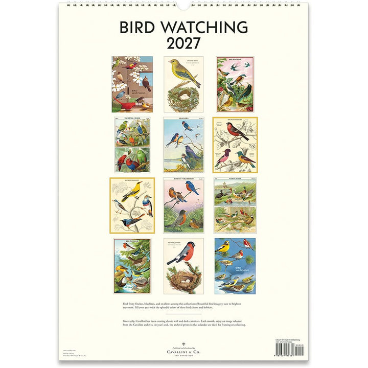 Cavallini & Co. Paper 2027 Bird Watching Wall Calendar