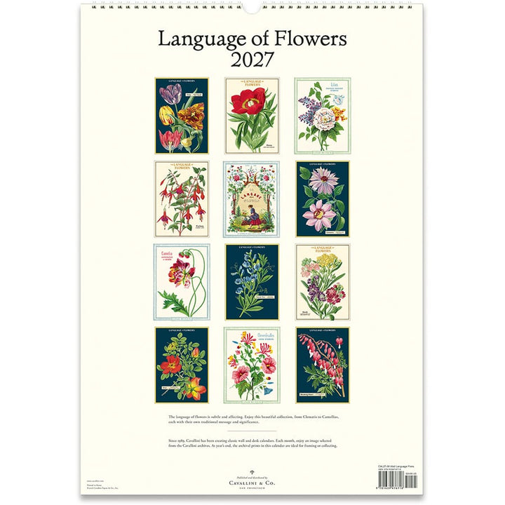 Cavallini & Co. Paper 2027 Language of Flowers Wall Calendar