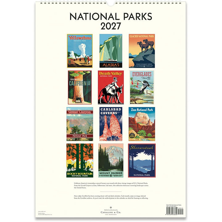 Cavallini & Co. Paper 2027 National Parks Wall Calendar