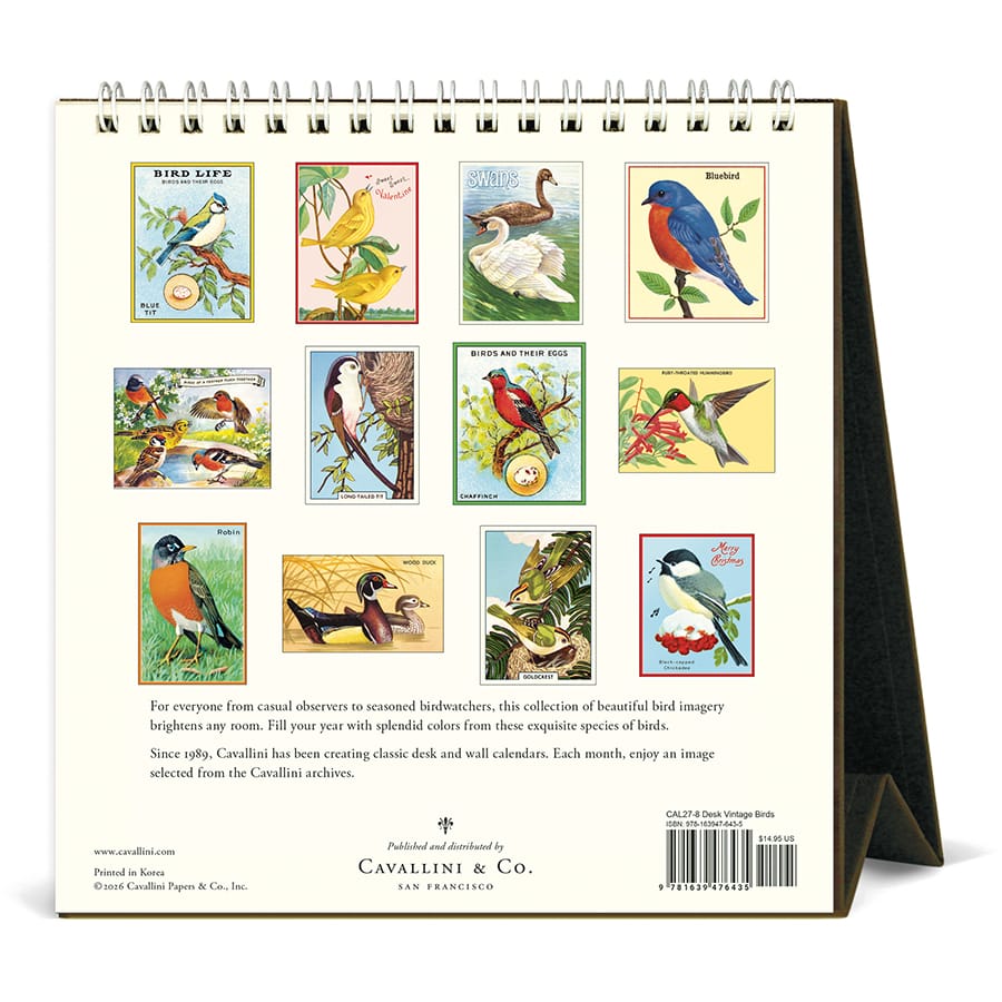 Cavallini & Co. Paper 2027 Vintage Birds Desk Calendar