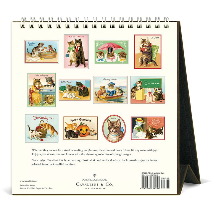 Cavallini & Co. Paper 2027 Vintage Cats Desk Calendar