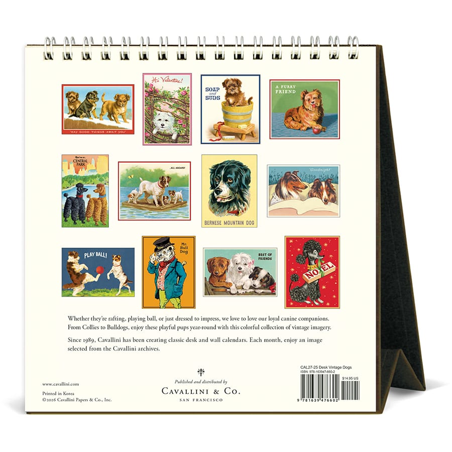 Cavallini & Co. Paper 2027 Vintage Dogs Desk Calendar