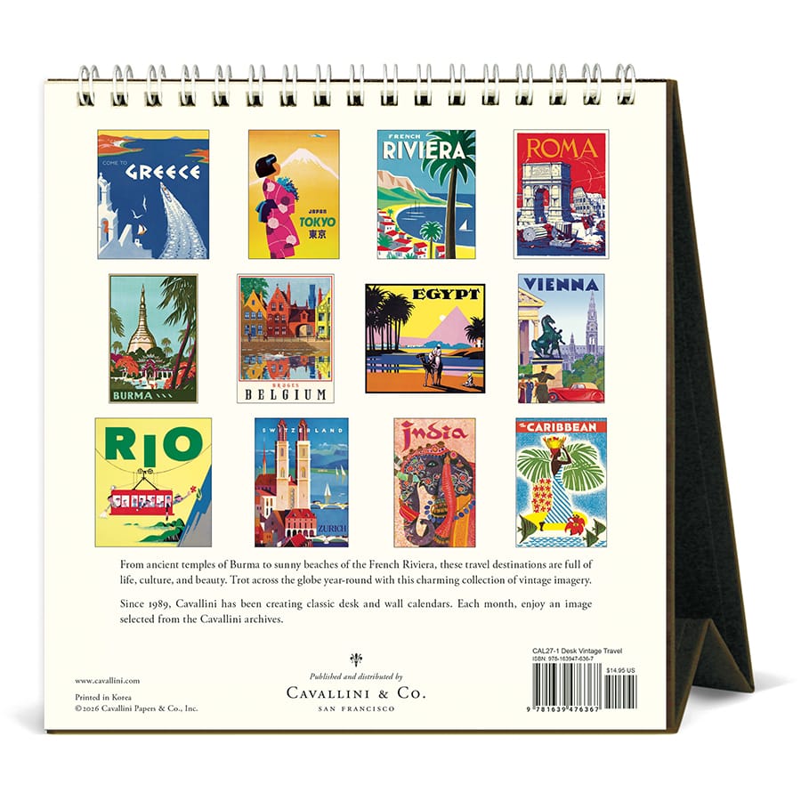 Cavallini & Co. Paper 2027 Vintage Travel Desk Calendar
