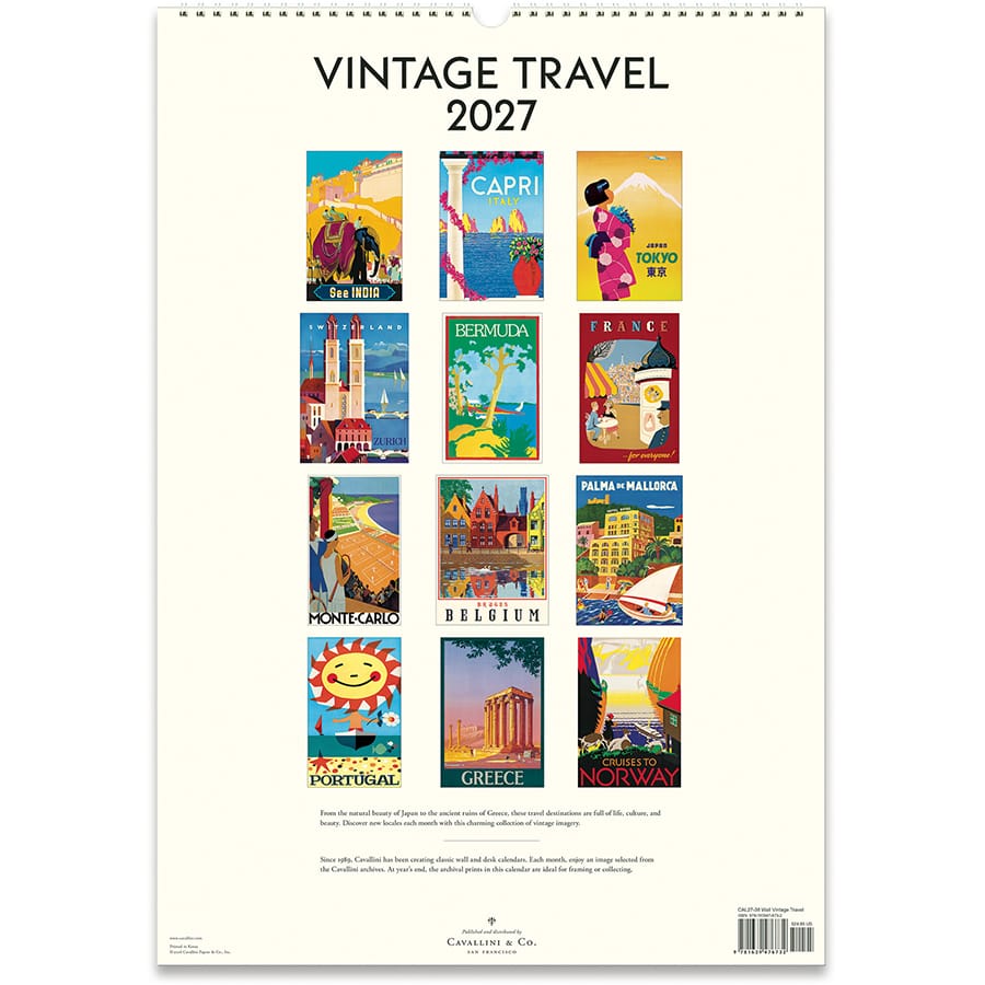 Cavallini & Co. Paper 2027 Vintage Travel Wall Calendar