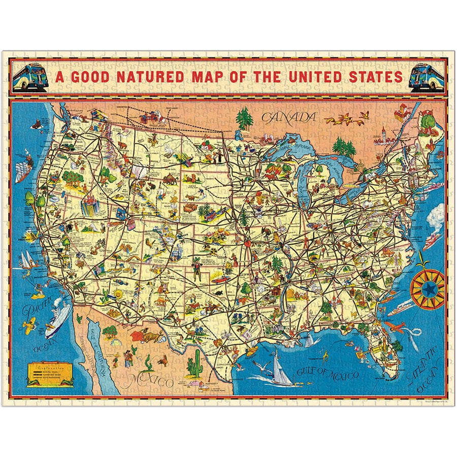 Cavallini & Co. Puzzle Cavallini & Co USA Map 1000 Piece Puzzle