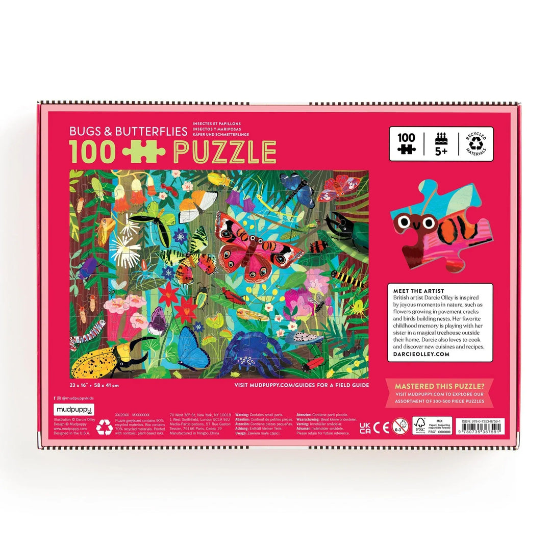 Chronicle Books Gifts Bugs & Butterflies 100 Piece Puzzle