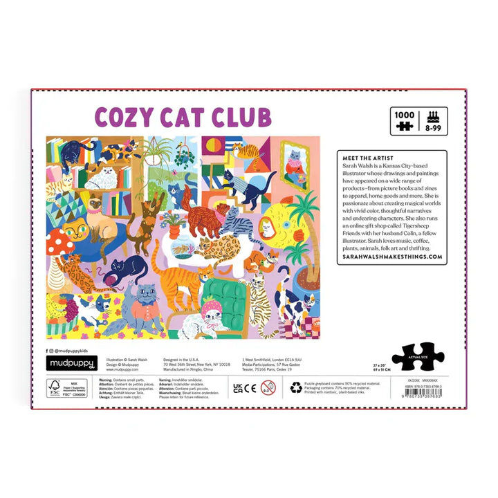 Chronicle Books Gifts Cozy Cat Club 1000 Piece Family Puzzle