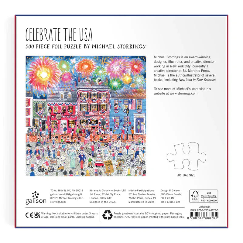 Chronicle Books Gifts Michael Storrings Celebrate The USA 500 Piece Foil Puzzle