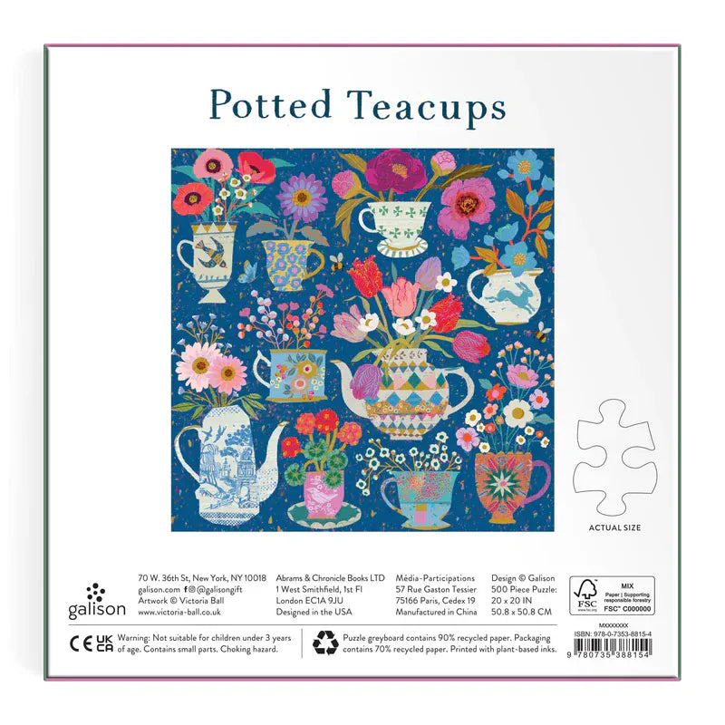 Chronicle Books Gifts Victoria Ball Potted Teacups 500 Piece Foil Puzzle
