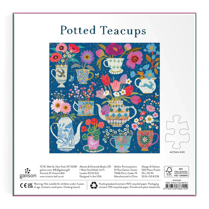 Chronicle Books Gifts Victoria Ball Potted Teacups 500 Piece Foil Puzzle
