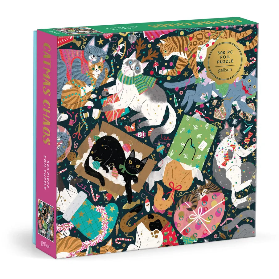 Chronicle Books Holiday Catmas Chaos 500 Piece Foil Puzzle
