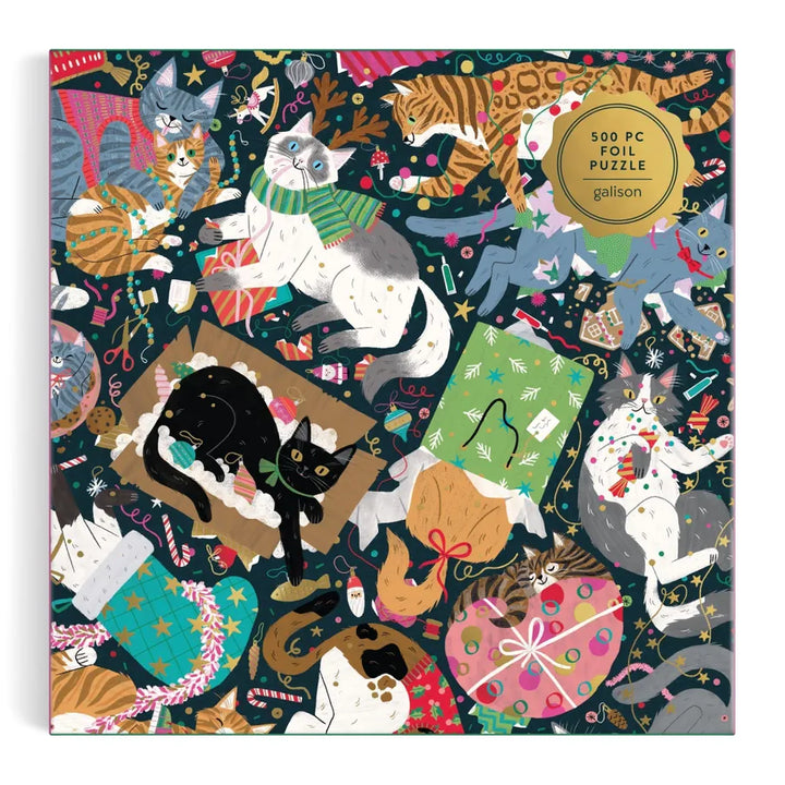 Chronicle Books Holiday Catmas Chaos 500 Piece Foil Puzzle