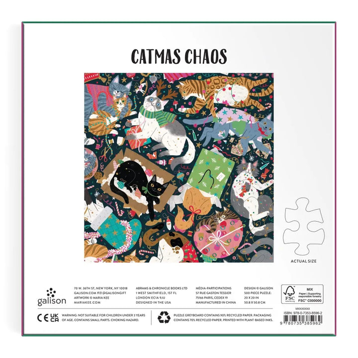 Chronicle Books Holiday Catmas Chaos 500 Piece Foil Puzzle