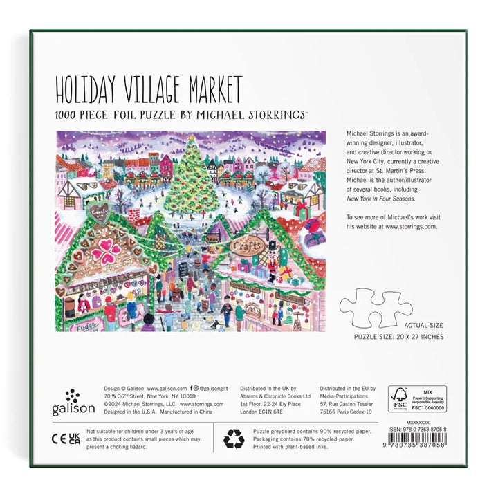 Chronicle Books Holiday Holiday Village Market 1000pc Foil Puzzle