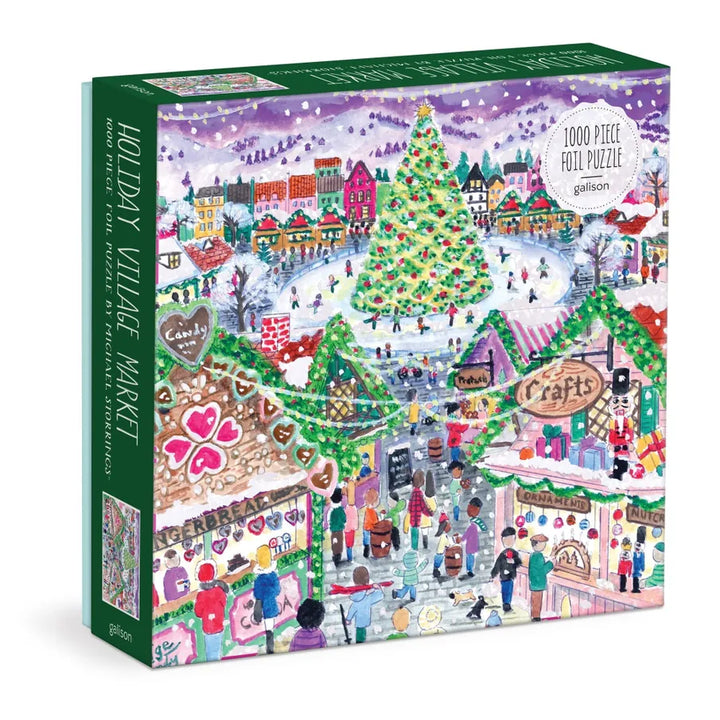 Chronicle Books Holiday Holiday Village Market 1000pc Foil Puzzle