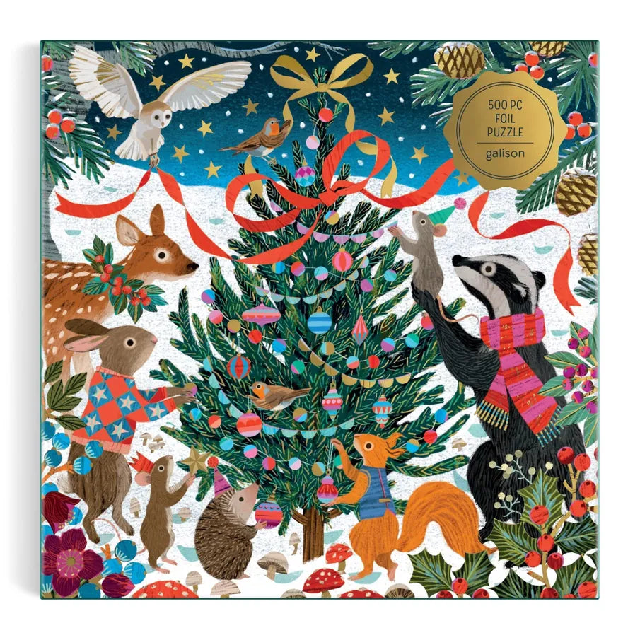 Chronicle Books Holiday Woodland Merrymakers 500 Piece Foil Puzzle