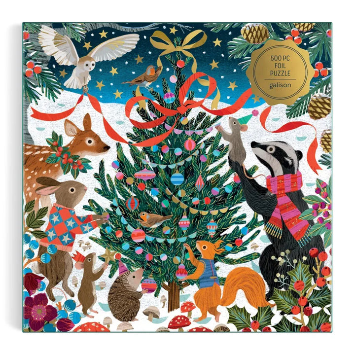 Chronicle Books Holiday Woodland Merrymakers 500 Piece Foil Puzzle