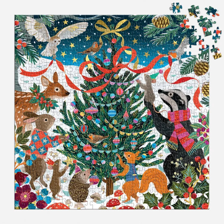 Chronicle Books Holiday Woodland Merrymakers 500 Piece Foil Puzzle