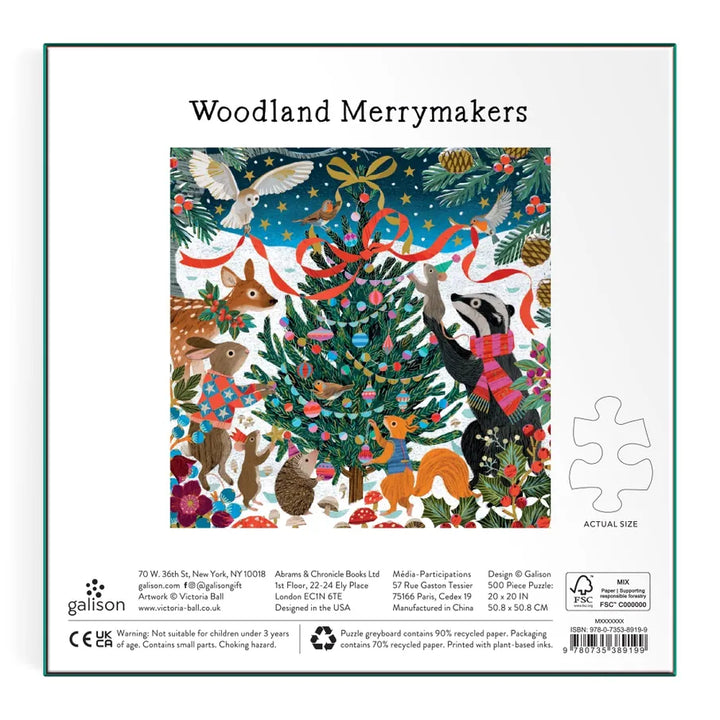 Chronicle Books Holiday Woodland Merrymakers 500 Piece Foil Puzzle