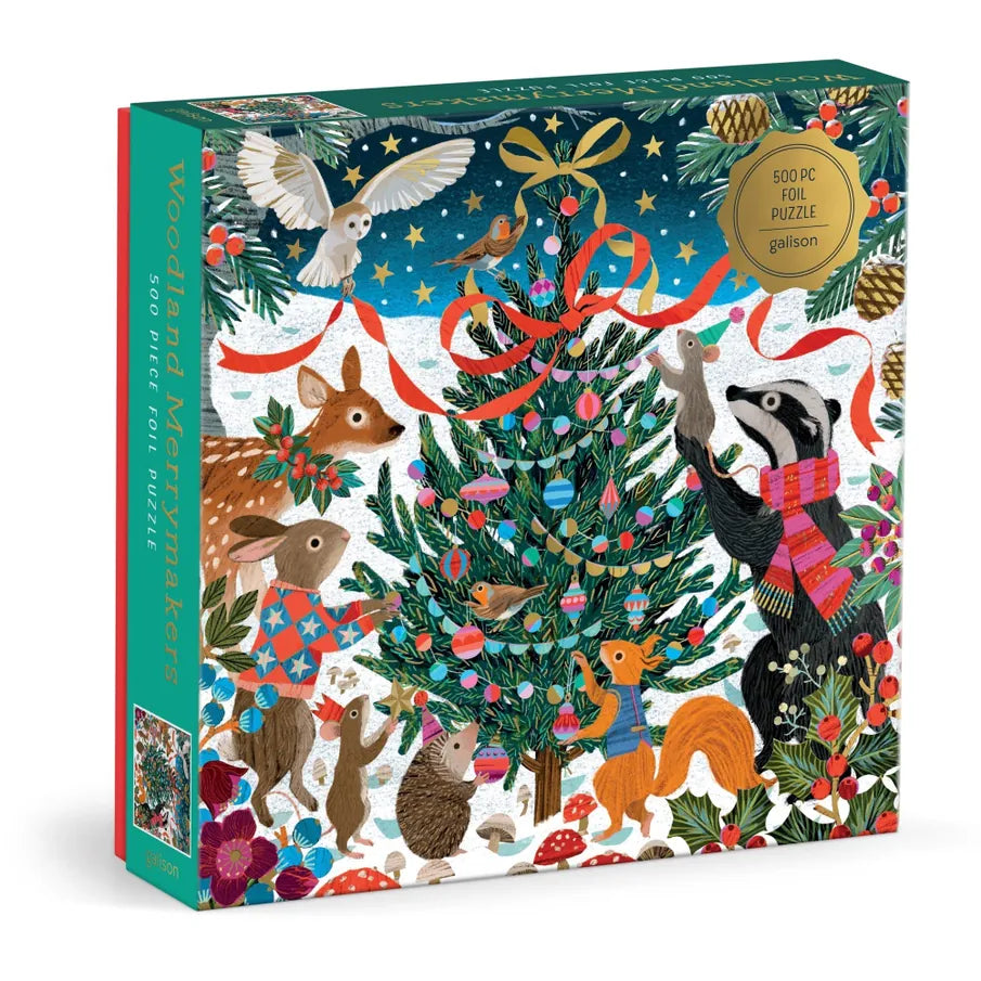 Chronicle Books Holiday Woodland Merrymakers 500 Piece Foil Puzzle
