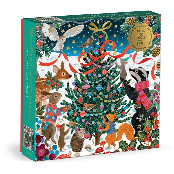 Chronicle Books Holiday Woodland Merrymakers 500 Piece Foil Puzzle