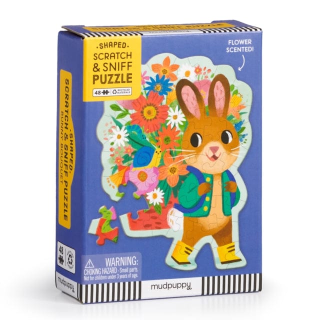 Chronicle Books Puzzle Bunny Bouquet 48 Piece Scratch & Sniff Shaped Mini Puzzle