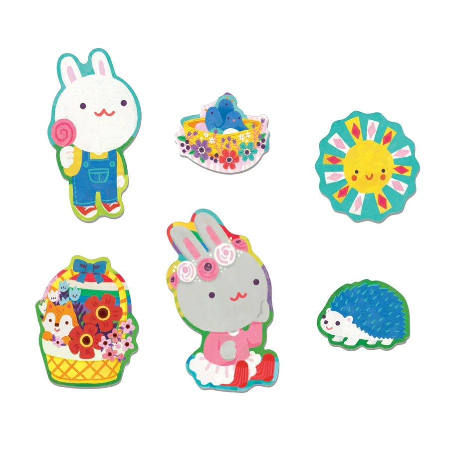 Chronicle Books Puzzle Puzzle Floor with Shaped Pieces Garden Bunnies | Mudpuppy