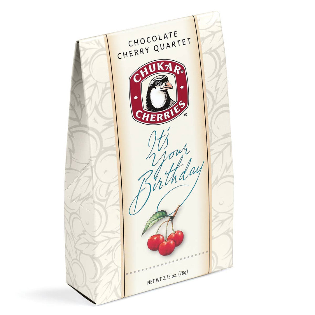 Chukar Cherry Company Treats 2.75 oz Happy Birthday-Milk & Dark Chocolate Cherry Quartet
