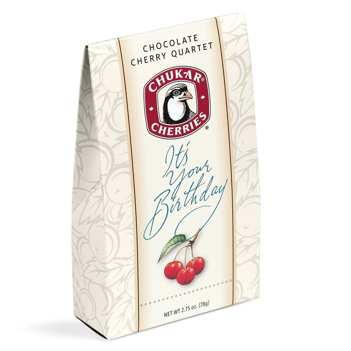 Chukar Cherry Company Treats 2.75 oz Happy Birthday-Milk & Dark Chocolate Cherry Quartet
