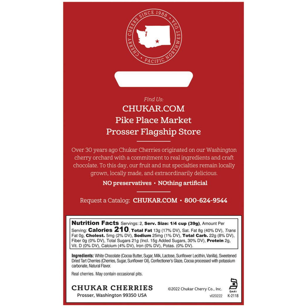 Chukar Cherry Company Treats Snow Cherries – White Chocolate