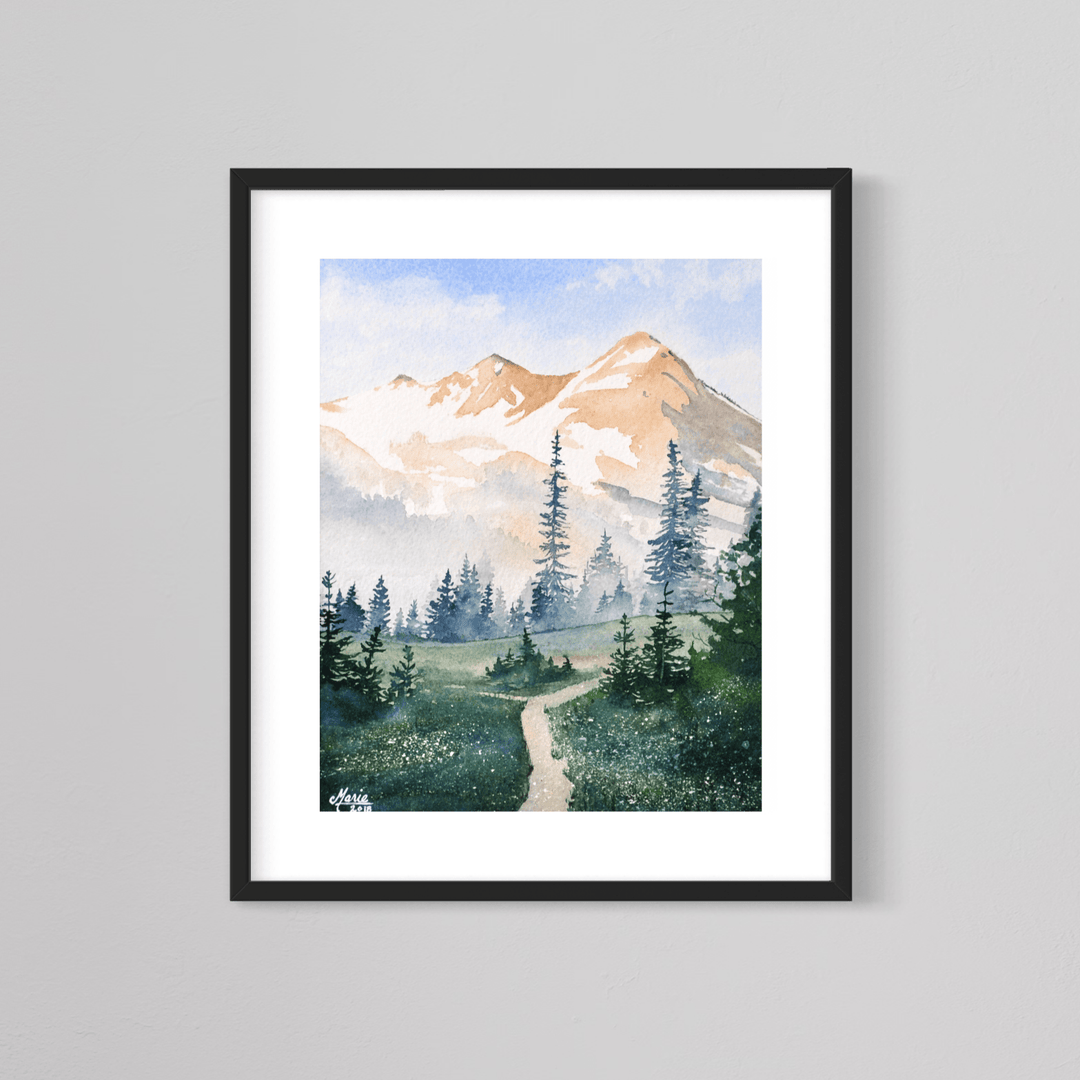 CMarie Northwest Art Print Mt. Rainier Summer - Watercolor Giclée Print