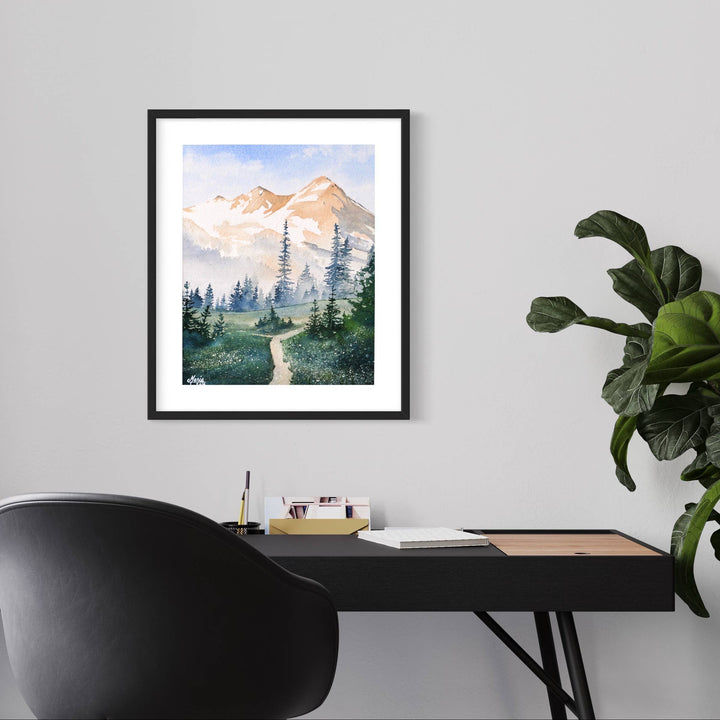 CMarie Northwest Art Print Mt. Rainier Summer - Watercolor Giclée Print